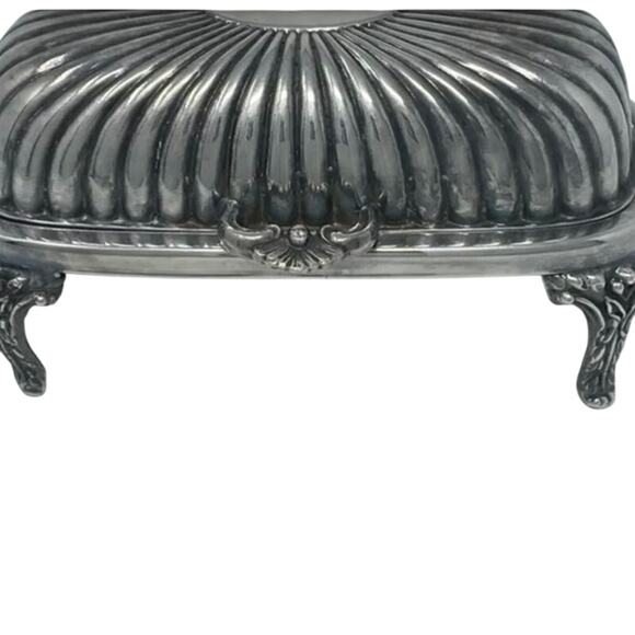 Sheffield England Silver Plate Footed Butter Dish Sheffield Butter Dish - Picture 5 of 5